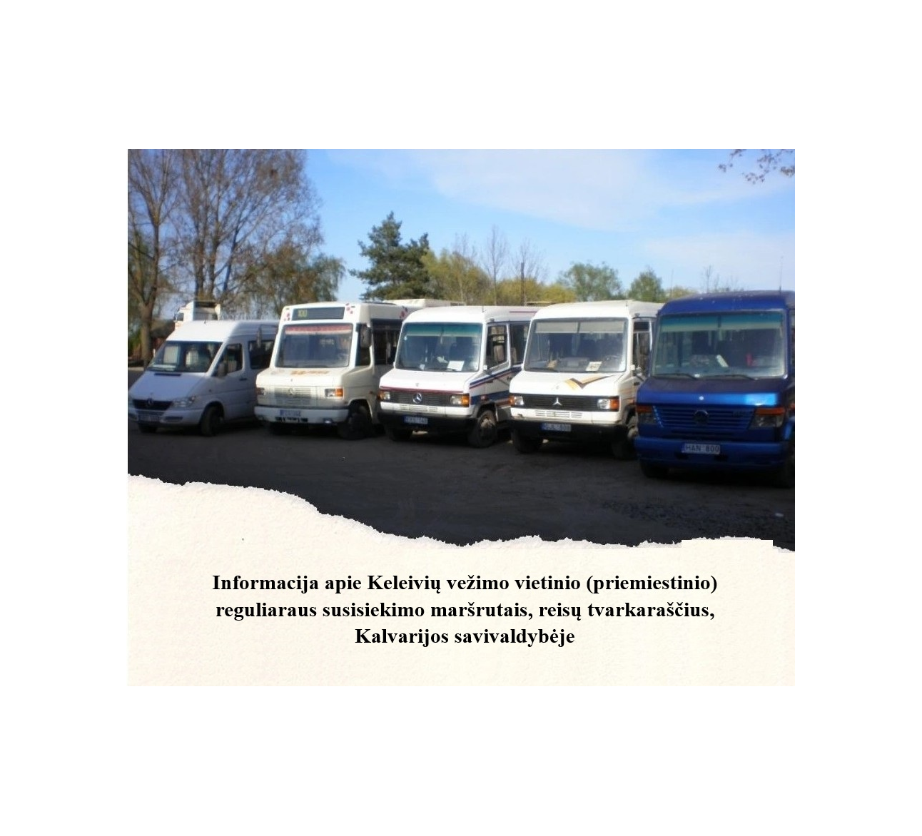 Informacija apie Keleivių vežimo vietinio (priemiestinio) reguliaraus susisiekimo maršrutais, reisų tvarkaraščius, Kalvarijos savivaldybėje