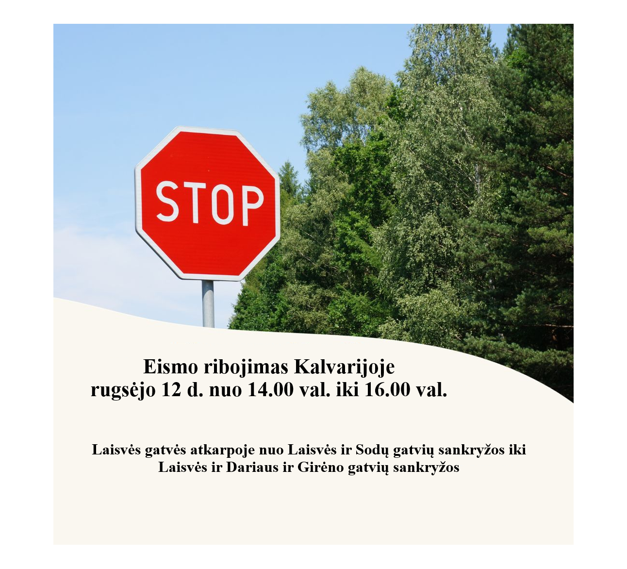 Eismo apribojimas rugsėjo 12 d.