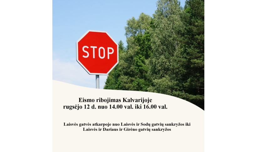 Eismo apribojimas rugsėjo 12 d.