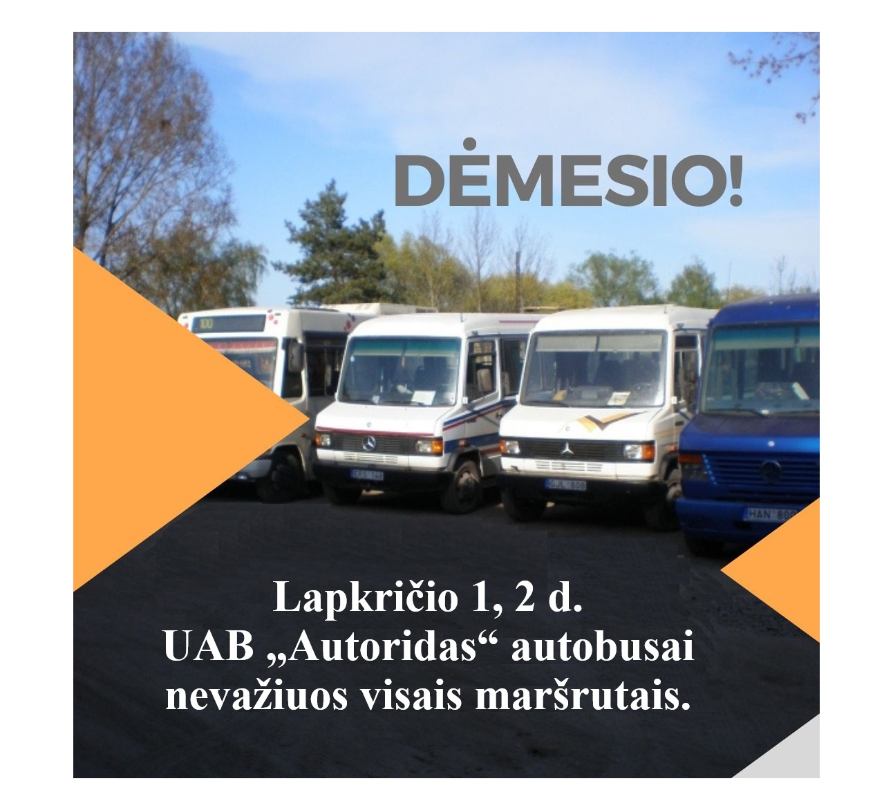 Informacija apie UAB „Autoridas“ maršrutinių autobusų eismą