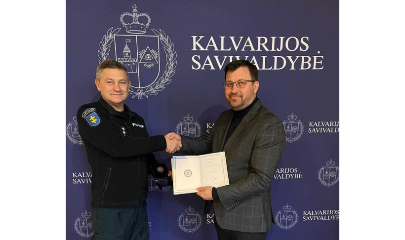 Policijos generalinio komisaro padėka Kalvarijos savivaldybei