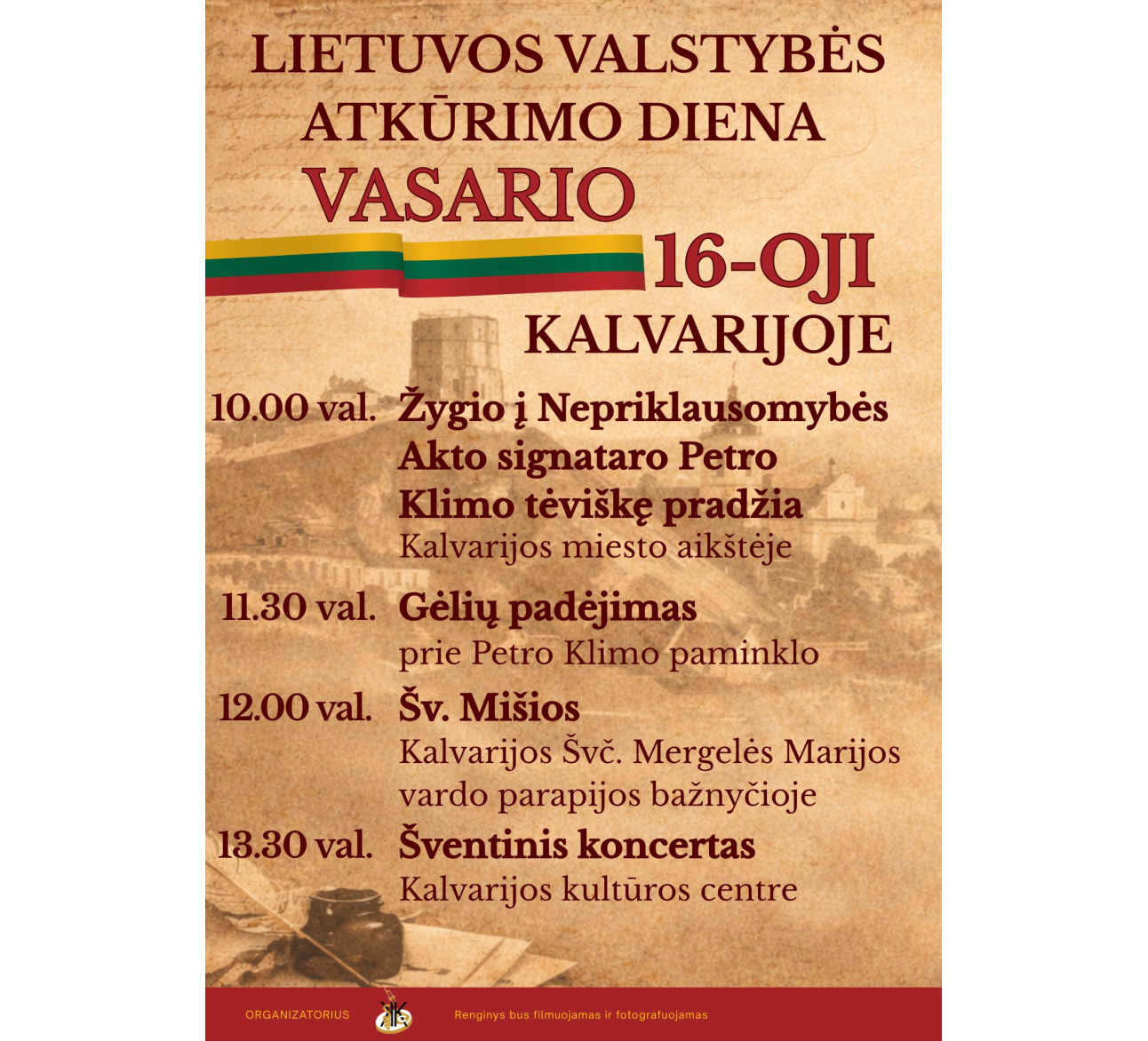 Kviečiame dalyvauti Vasario 16-osios minėjime!