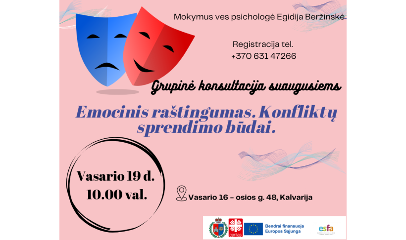 Nemokami  mokymai „Emocinis raštingumas. Konfliktų sprendimo būdai“