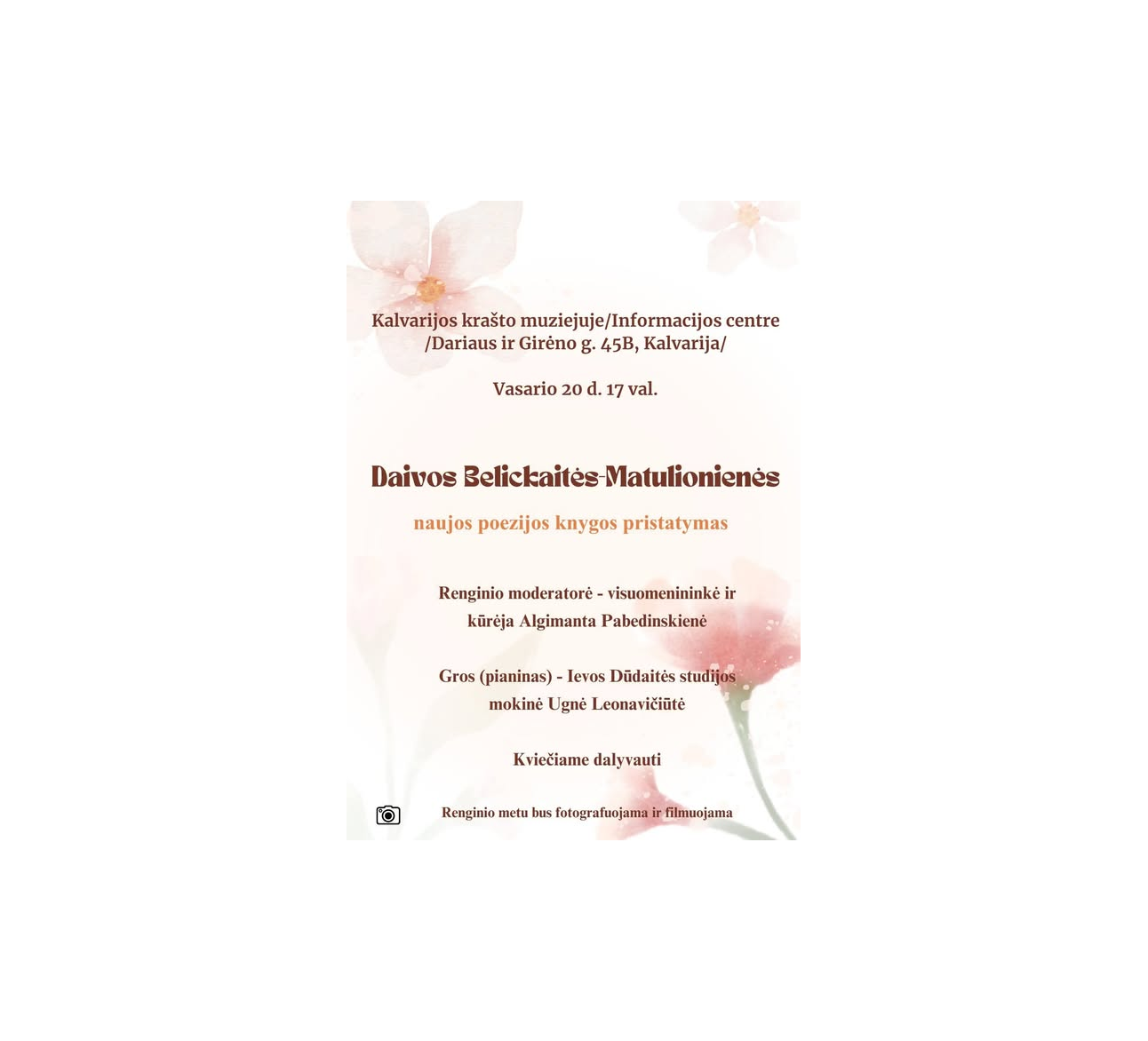 Daivos Belickaitės-Matulionienės poezijos knygos pristatymas