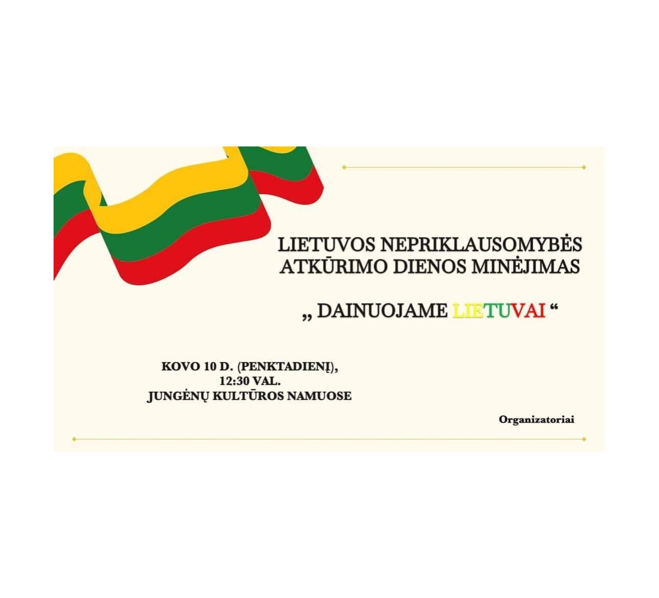 Lietuvos Nepriklausomybės atkūrimo dienos minėjimas Jungėnuose