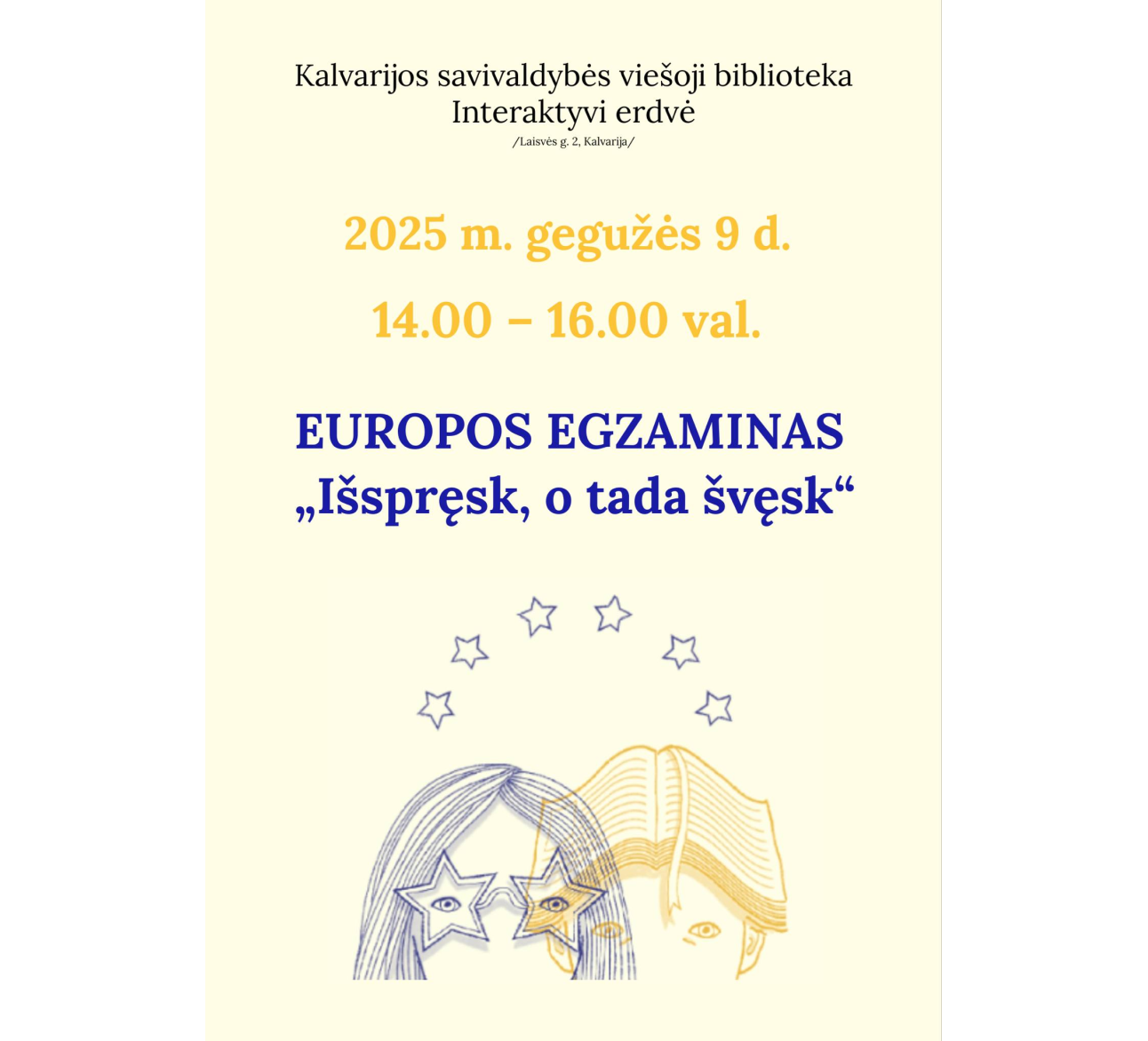 Europos egzaminas Kalvarijos savivaldybės viešojoje bibliotekoje