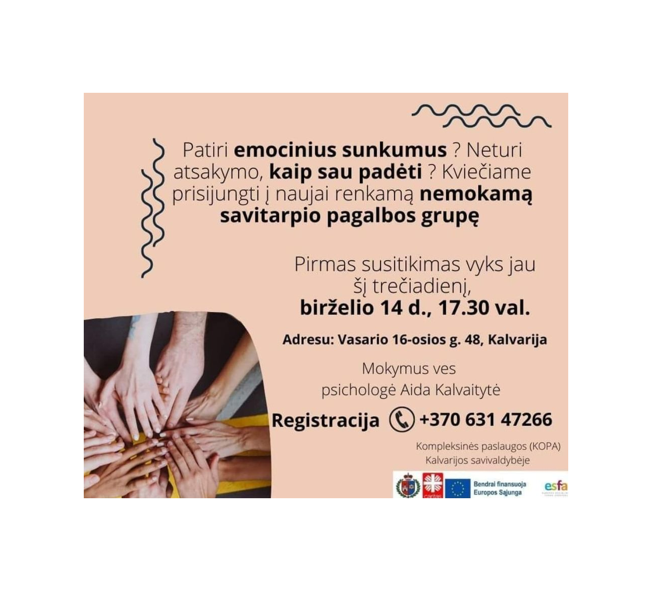 Savitarpio pagalbos grupė su psichologe Aida Kalvaityte