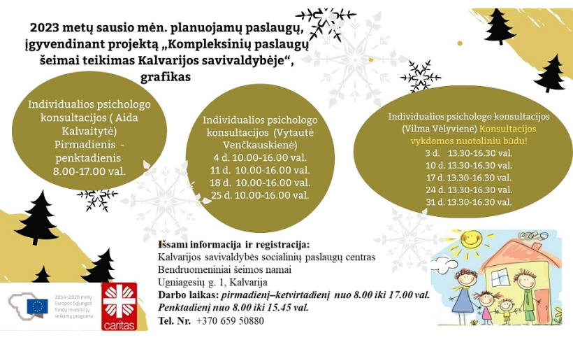 „Kompleksinių paslaugų šeimai teikimas Kalvarijos savivaldybejė" grafikas