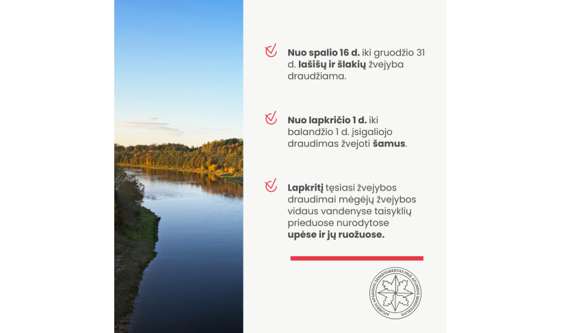 Akcija „Saugom Lašišą“: nuo spalio 16 d. įsigalioja draudimas lašišų ir šlakių žvejybai