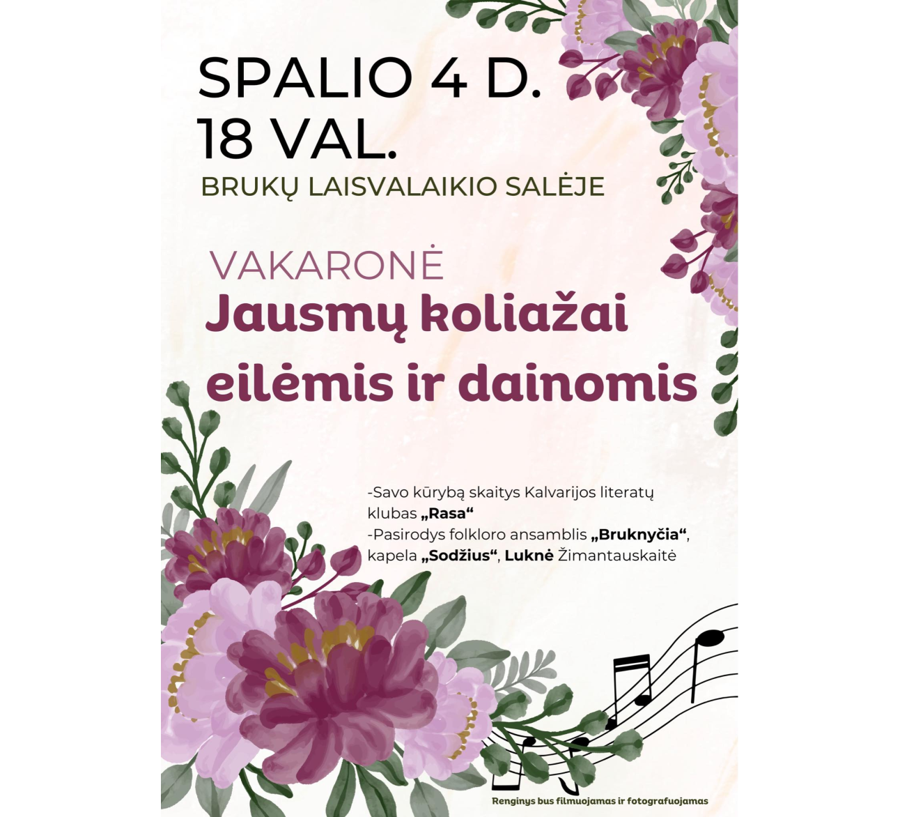 Vakaronė „Jausmų koliažai eilėmis ir dainomis“