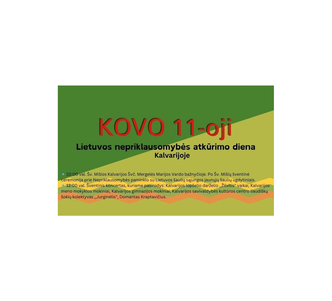 Kovo 11-osios minėjimas Kalvarijoje