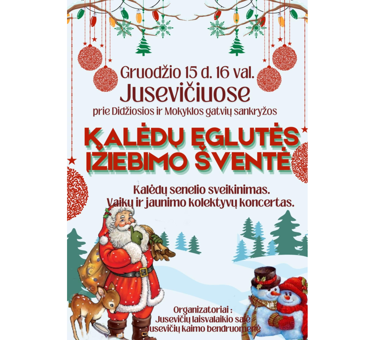 Kalėdų eglutės įžiebimo šventė Jusevičiuose