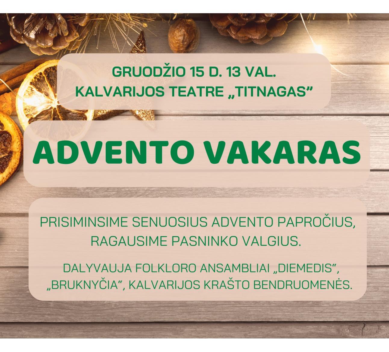 Advento vakaras Kalvarijos teatre „Titnagas“
