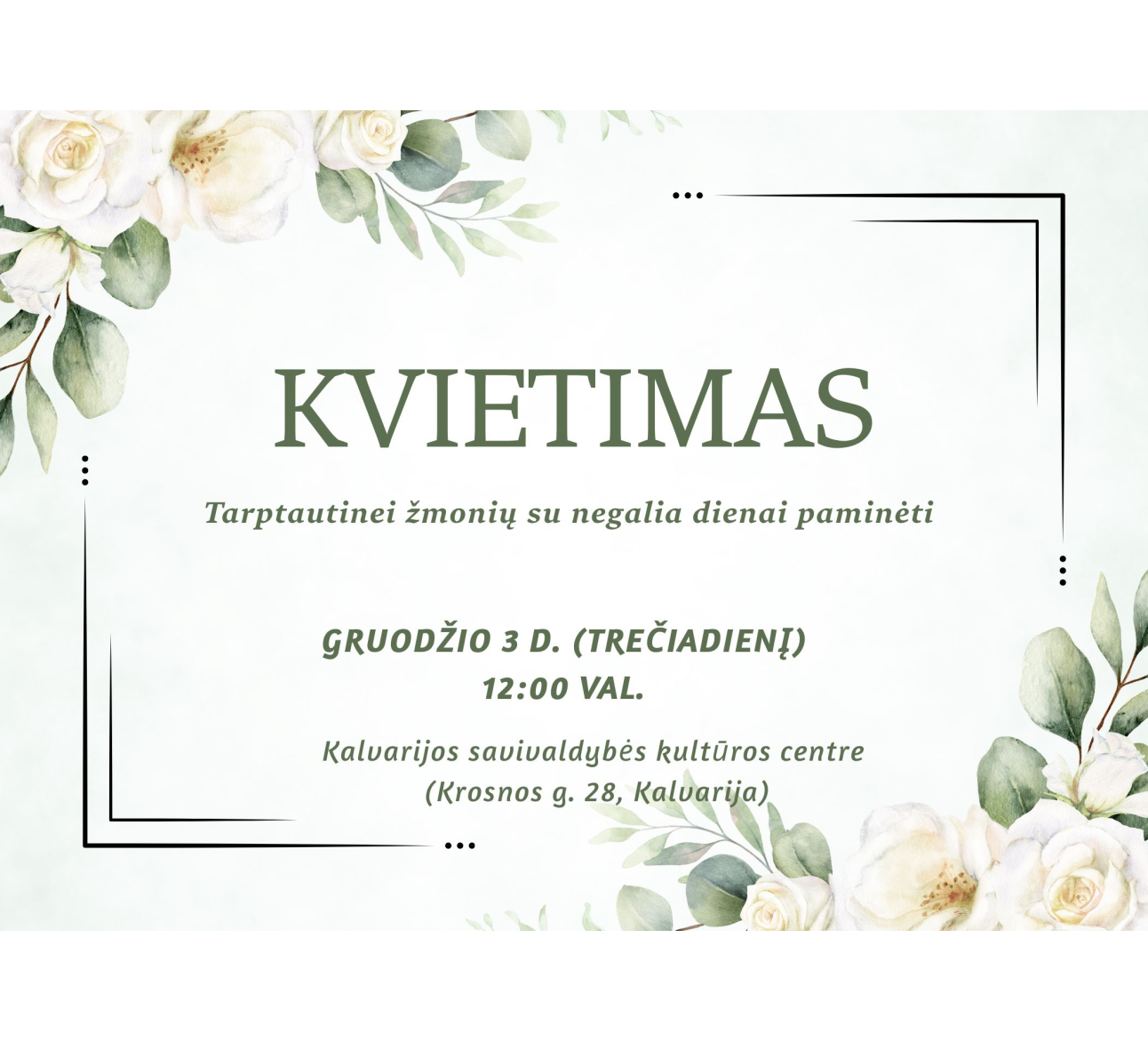 Kviečiame kartu paminėti Tarptautinę asmenų su negalia dieną 