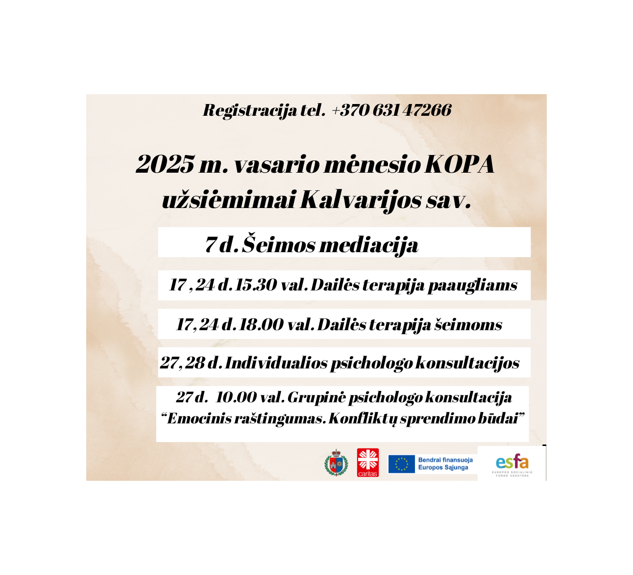 KOPA užsiėmimai Kalvarijos sav. vasario mėn.