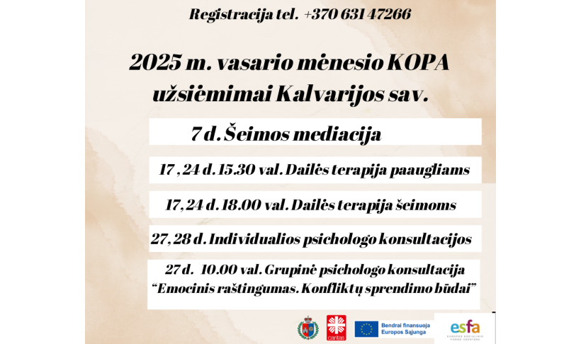 KOPA užsiėmimai Kalvarijos sav. vasario mėn.