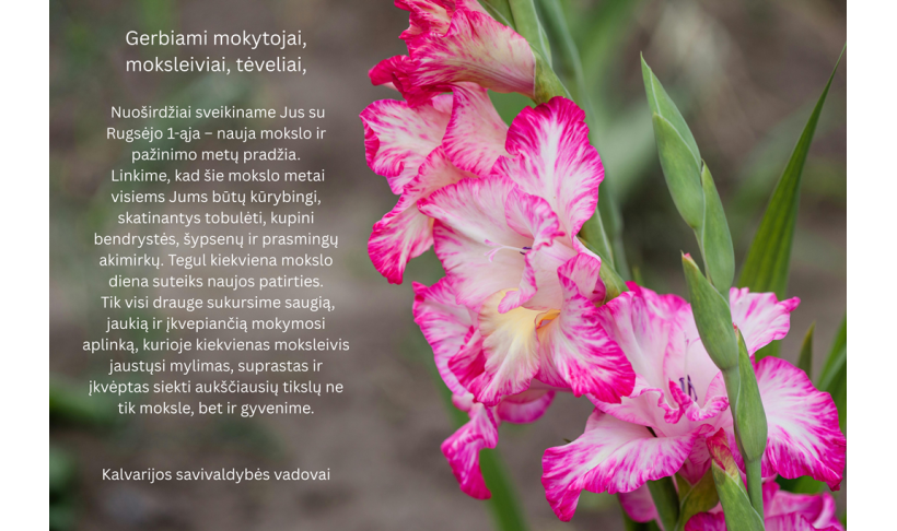 Kalvarijos savivaldybės vadovų sveikinimas Mokslo ir žinių dienos proga