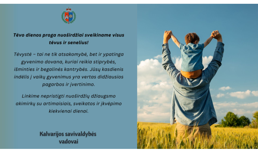 Kalvarijos savivaldybės vadovų sveikinimas Tėvo dienos proga