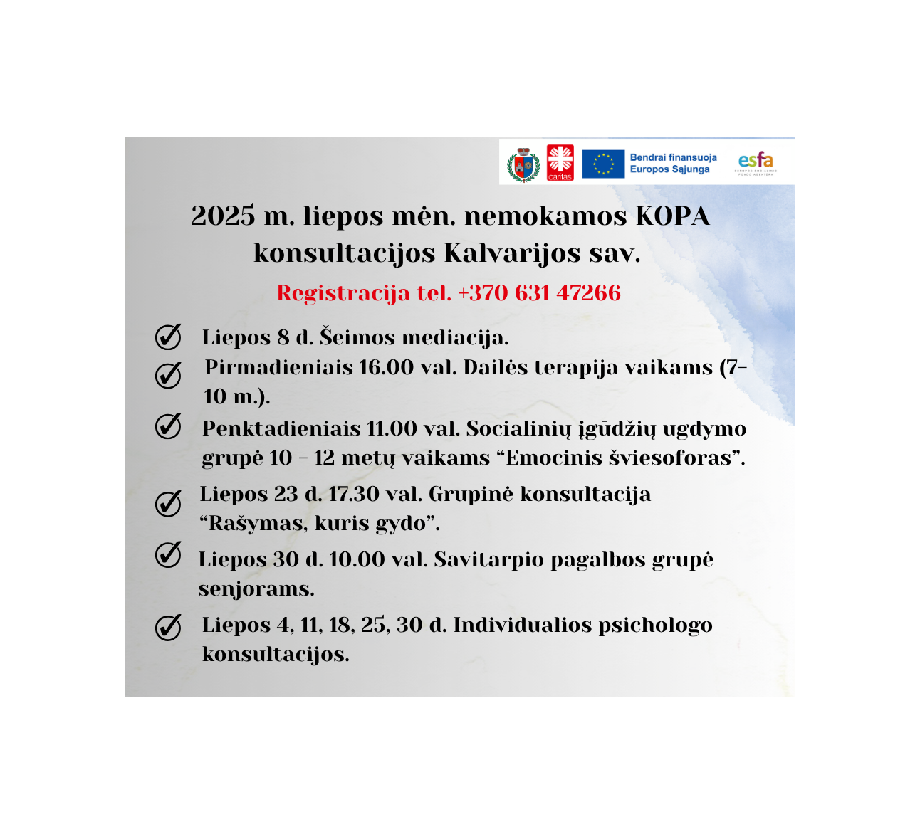 Liepos mėn. nemokamos KOPA konsultacijos