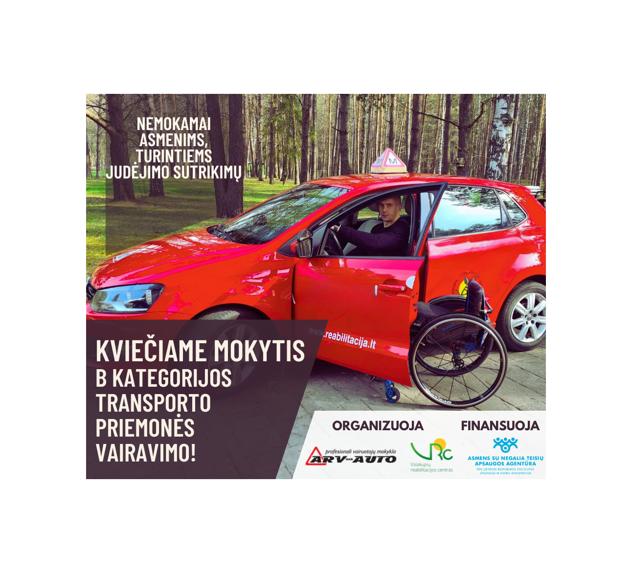 Vairavimo mokymai asmenims, turintiems judėjimo sutrikimų