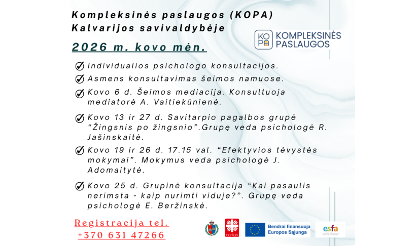 Kopa konsultacijos Kalvarijoje kovo mėn.