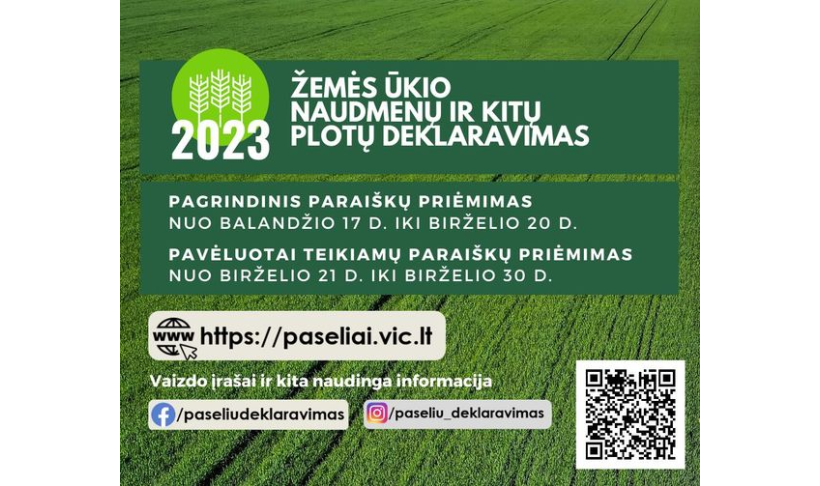 Dėl žemės ūkio naudmenų ir kitų plotų deklaravimo 2023 m. Kalvarijos savivaldybėje
