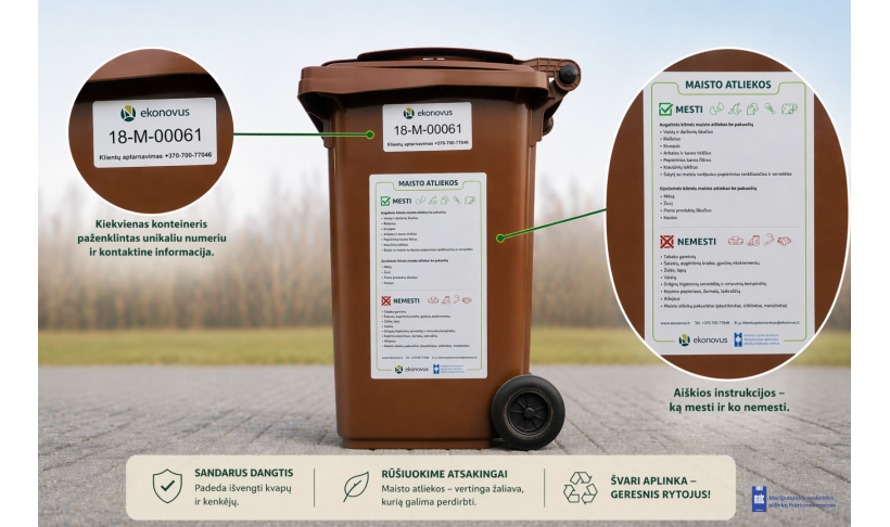 Svarbi informacija gyventojams: pradedami dalinti maisto ir virtuvės atliekų konteineriai 
