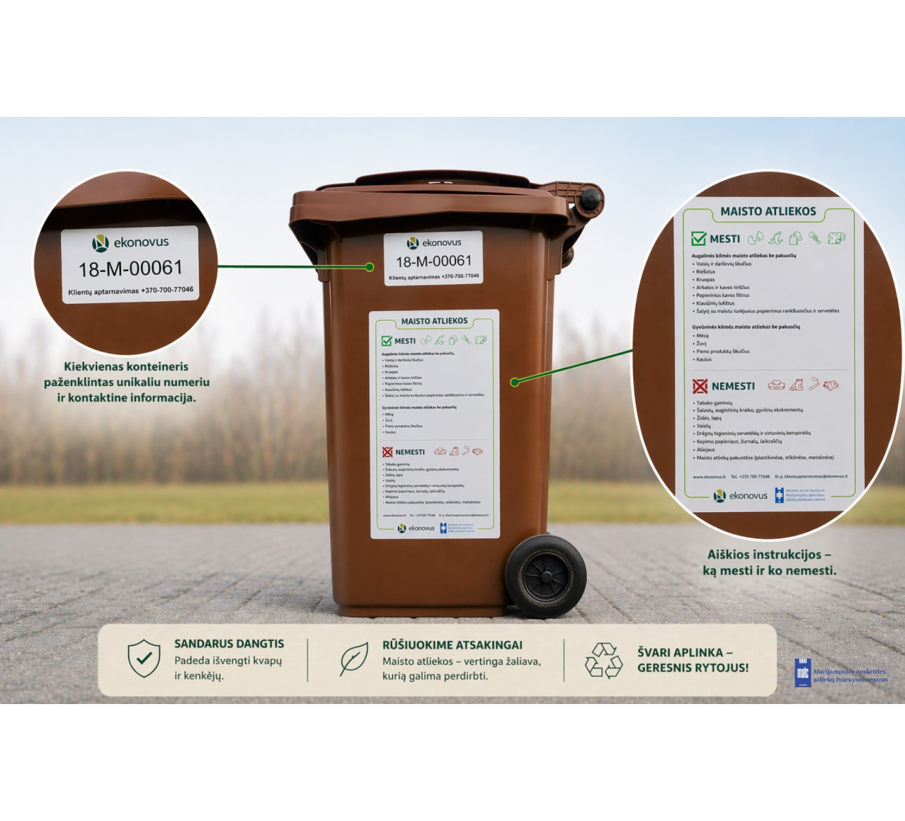 Svarbi informacija gyventojams: pradedami dalinti maisto ir virtuvės atliekų konteineriai