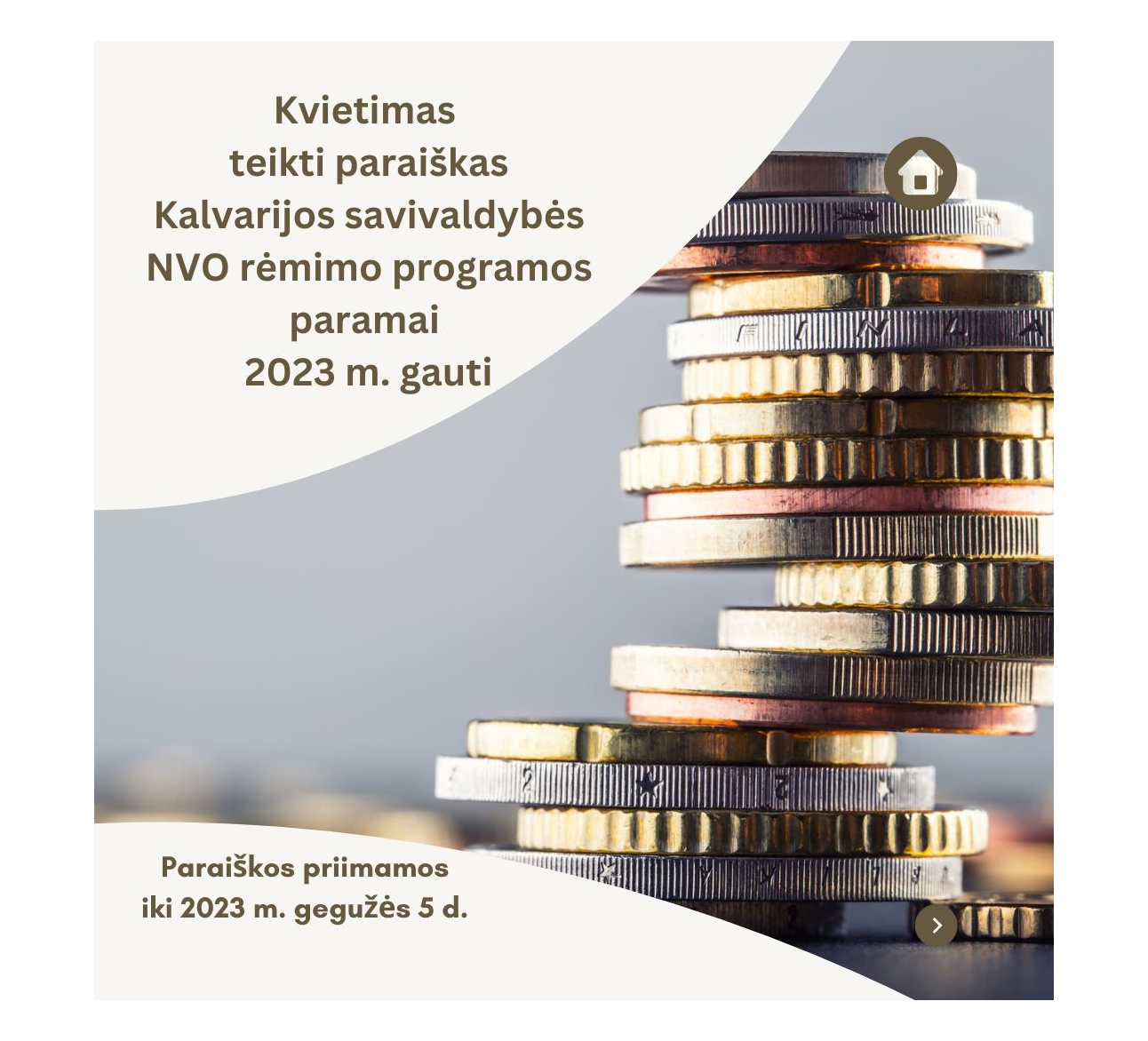 Kvietimas teikti paraiškas Kalvarijos savivaldybės NVO rėmimo programos paramai 2023 m. gauti