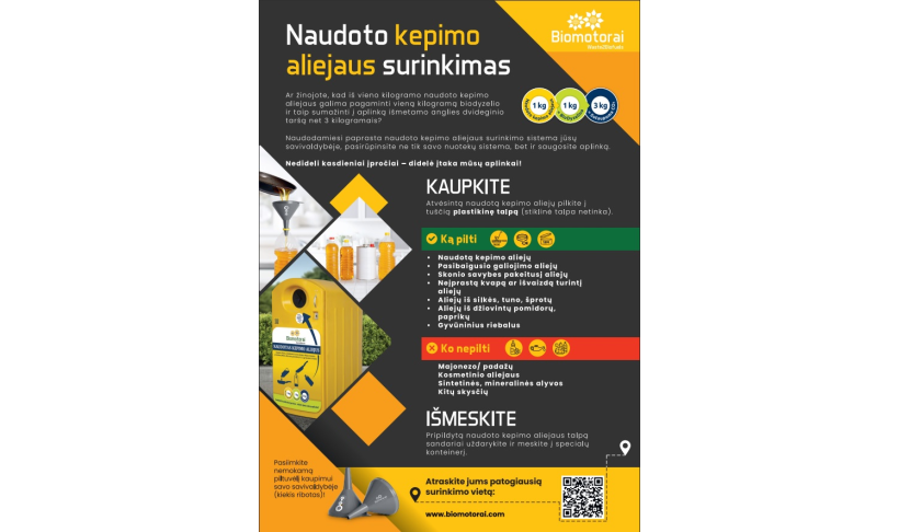 Nauja Iniciatyva Kalvarijoje: Naudoto kepimo aliejaus rūšiavimas – Jūsų indėlis į švaresnę aplinką
