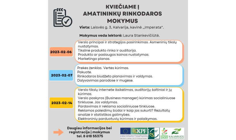 Kvietimas į amatininkų rinkodaros mokymus
