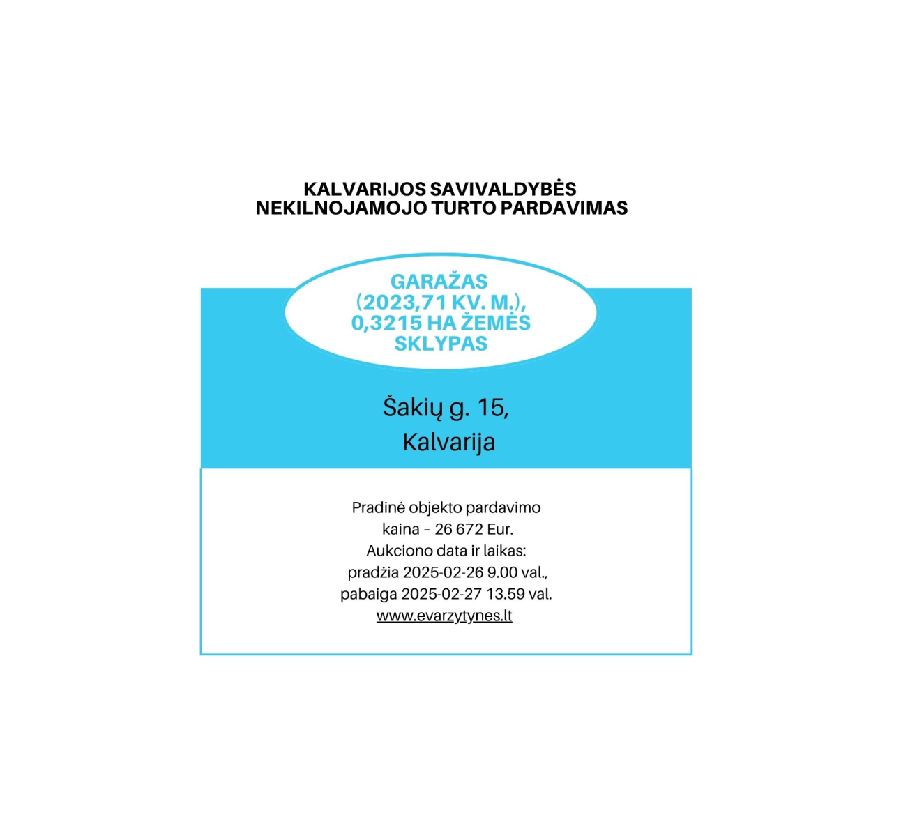 Informacija dėl Kalvarijos savivaldybės nekilnojamojo turto pardavimo