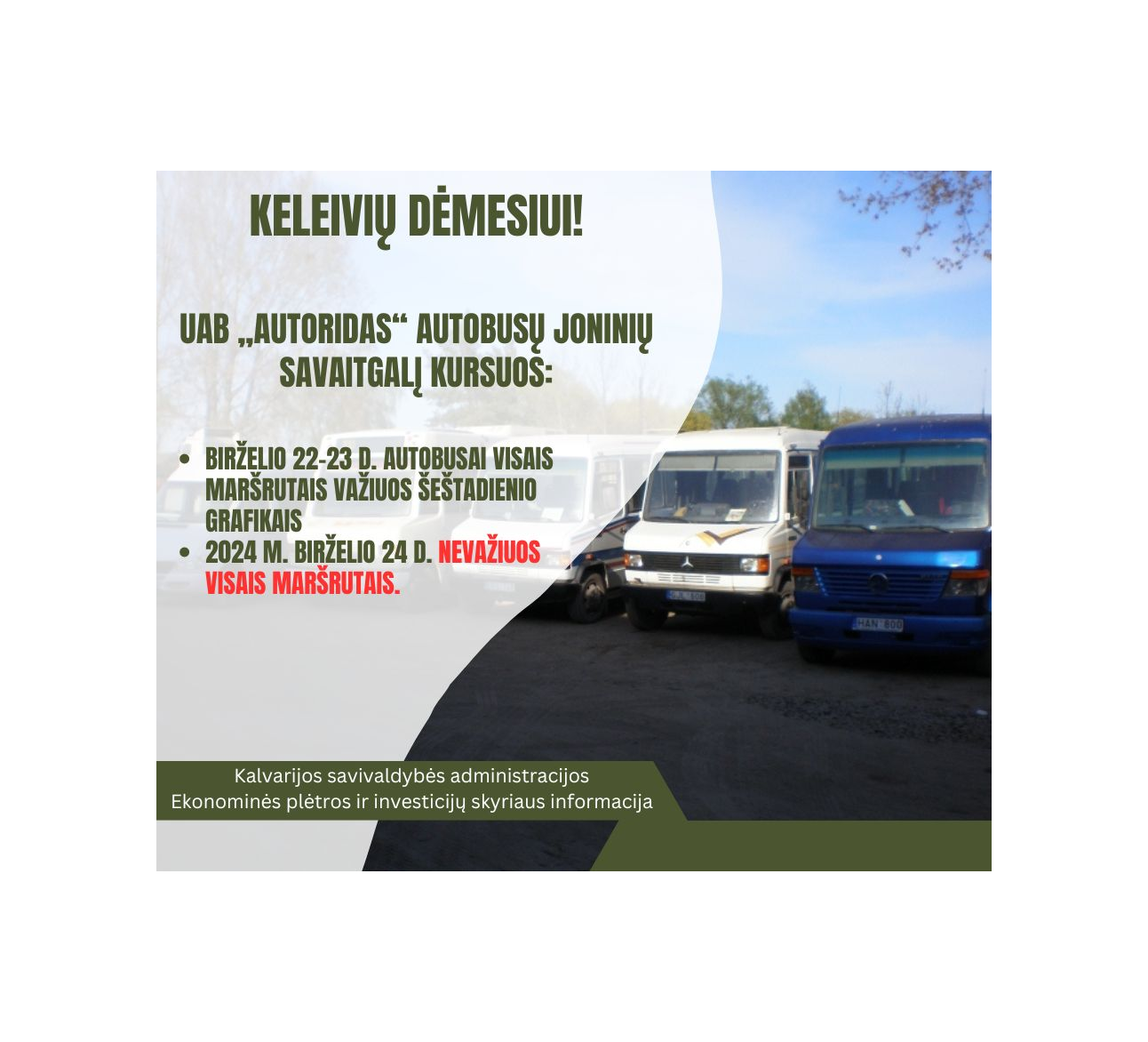 Informacija apie UAB „Autoridas“ maršrutinių autobusų eismą