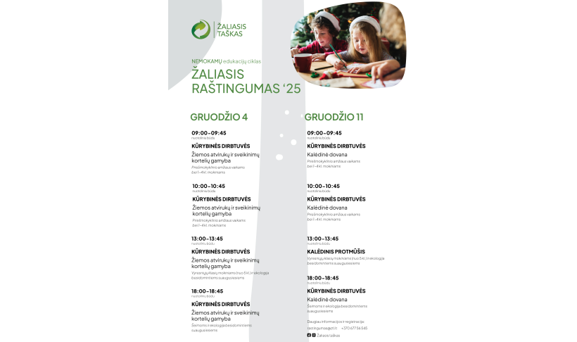 Nemokamų edukacijų ciklas „Žaliasis raštingumas" - gruodis