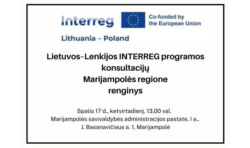 Lietuvos–Lenkijos INTERREG programos po 2027 m. konsultacijos. Marijampolės regionas