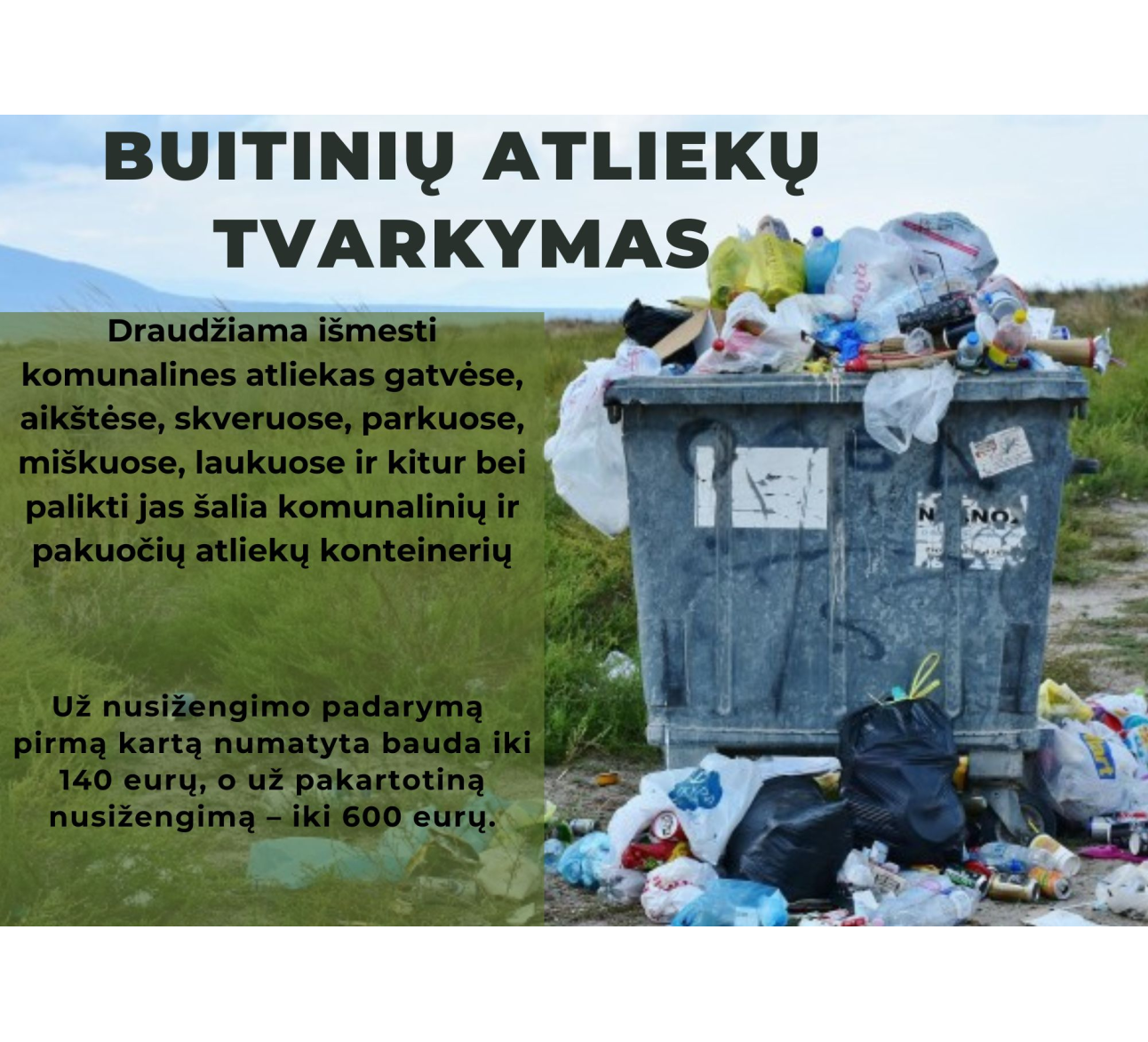 Atmintinė gyventojams dėl buitinių atliekų tvarkymo