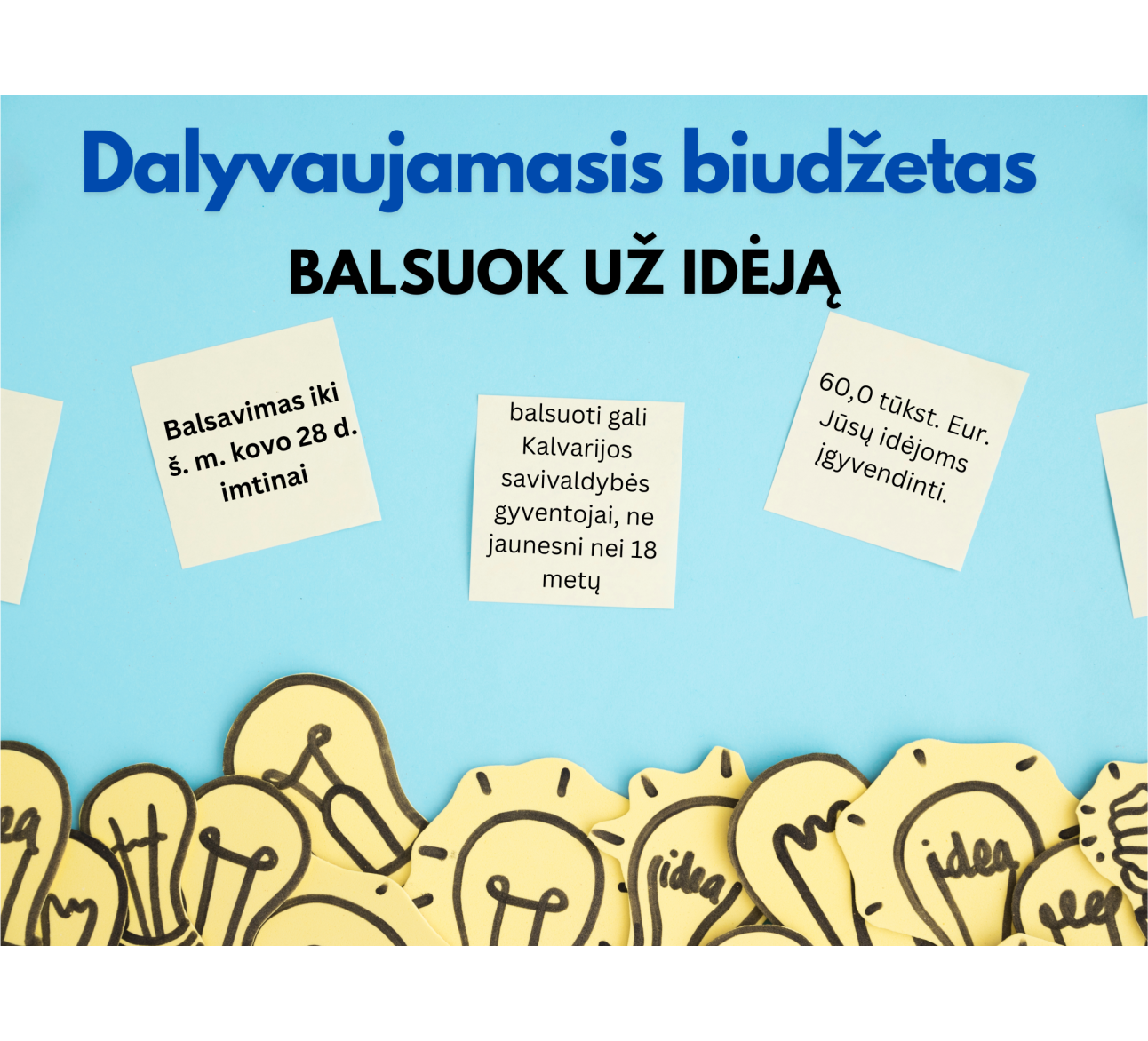 Kviečiame balsuoti už labiausiai patinkančią dalyvaujamojo biudžeto 2025 projekto idėją!