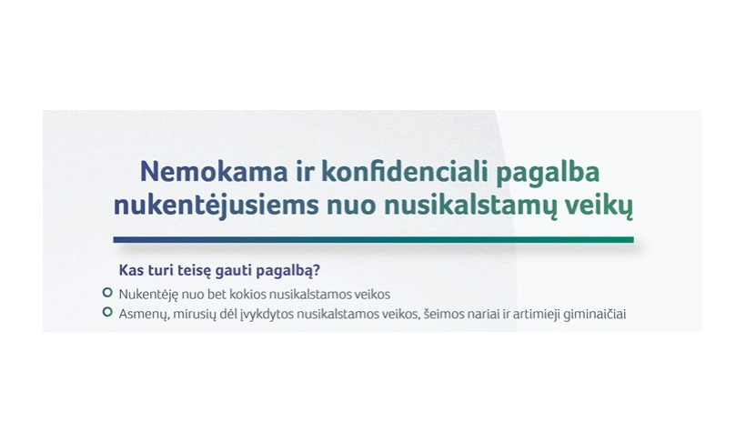 Nemokama ir konfidenciali pagalba nukentėjusiems nuo nusikalstamų veikų