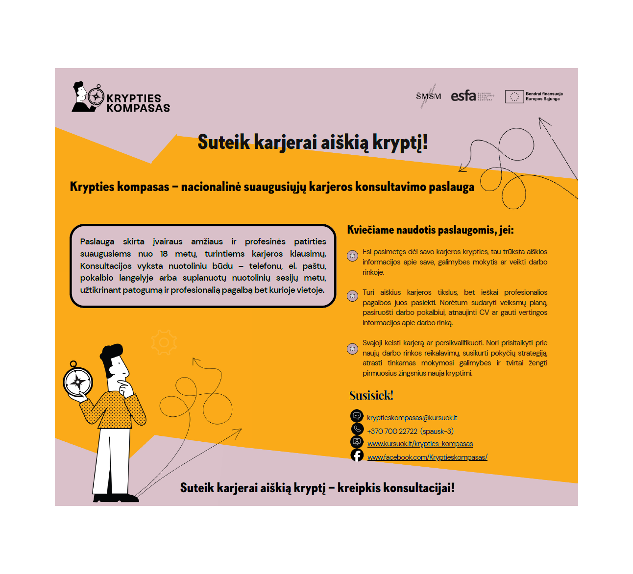 Nemokamos karjeros konsultacijos suaugusiems