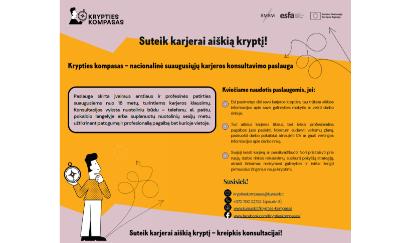 Nemokamos karjeros konsultacijos suaugusiems