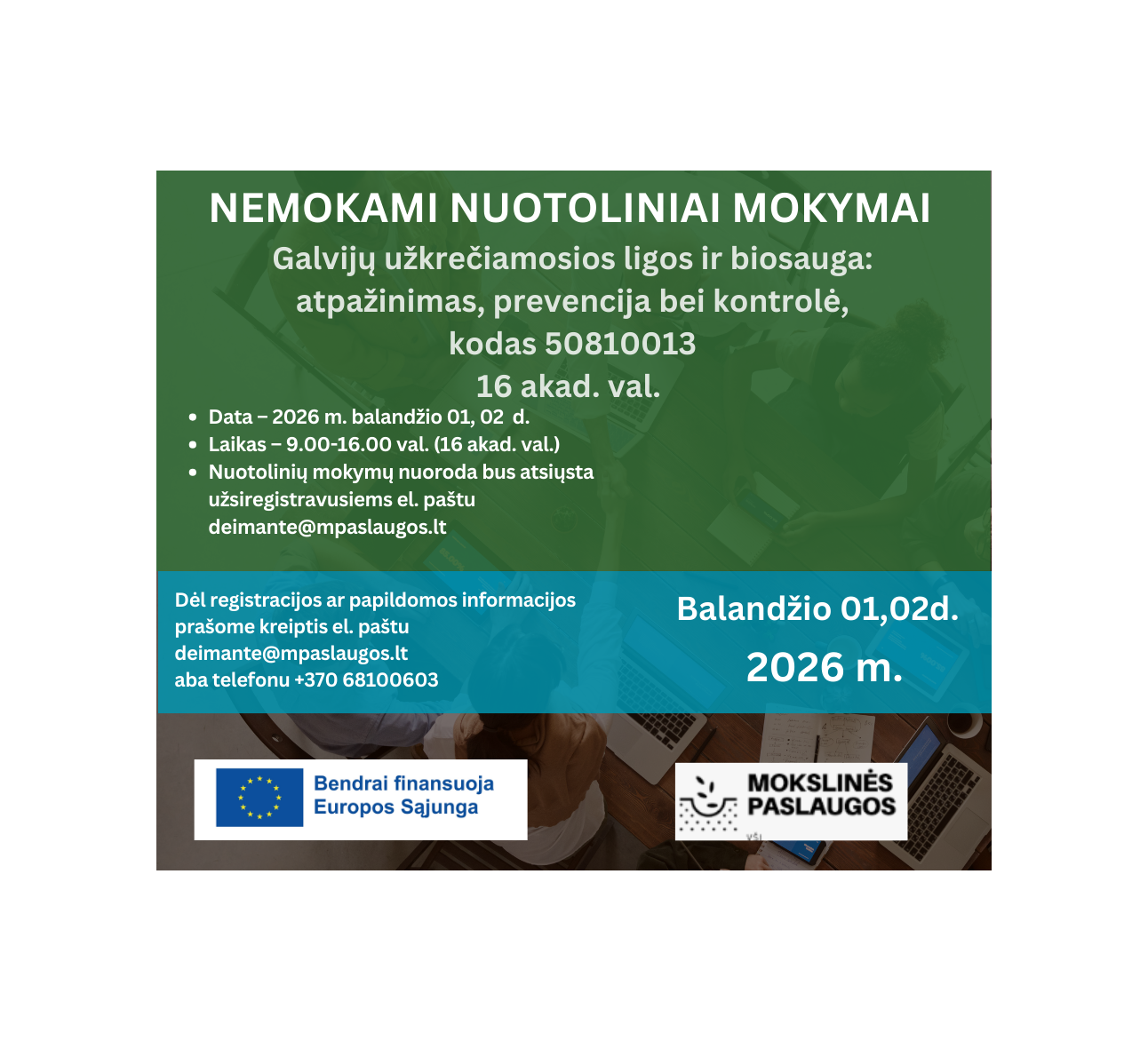 Kviečiame į nemokamus nuotolinius mokymus: „Galvijų užkrečiamosios ligos ir biosauga: atpažinimas, prevencija bei kontrolė“