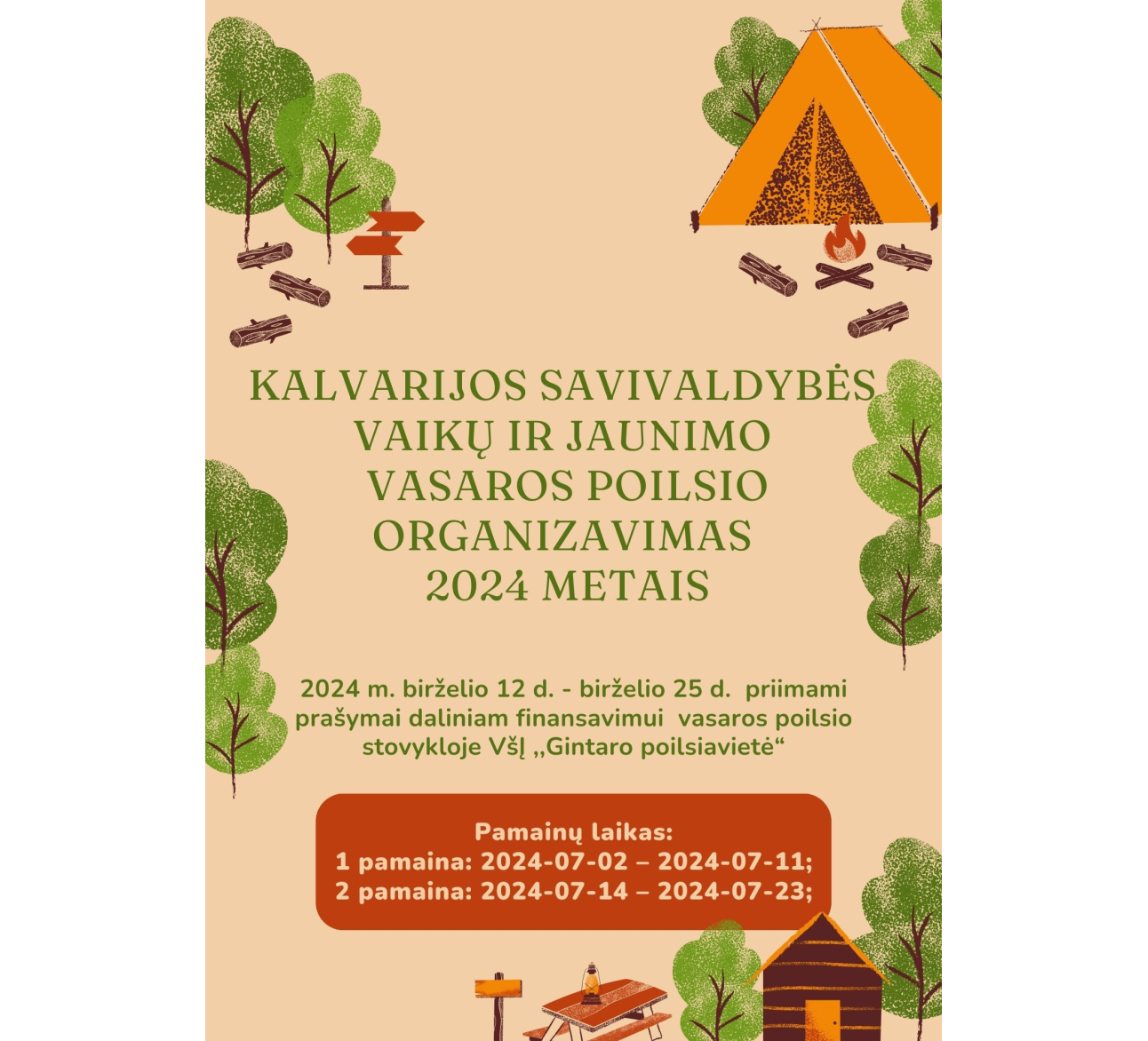 Kalvarijos savivaldybės vaikų ir jaunimo vasaros poilsio organizavimas 2024 metais