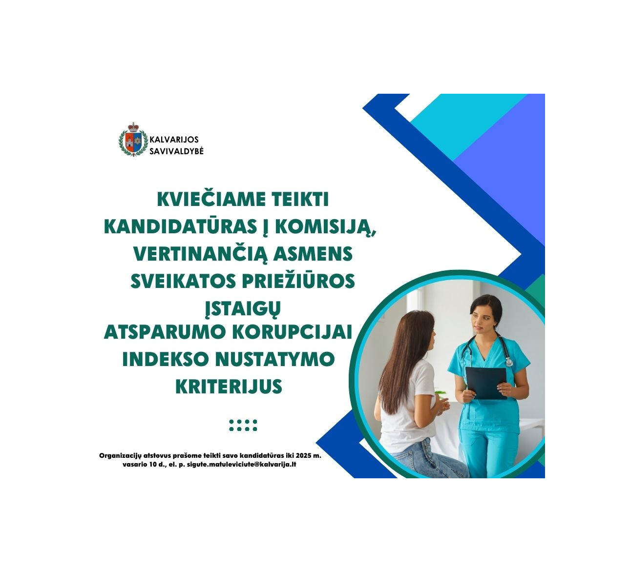 Kviečiame teikti kandidatūras į komisiją, vertinančią asmens sveikatos priežiūros įstaigų atsparumo korupcijai indekso nustatymo kriterijus
