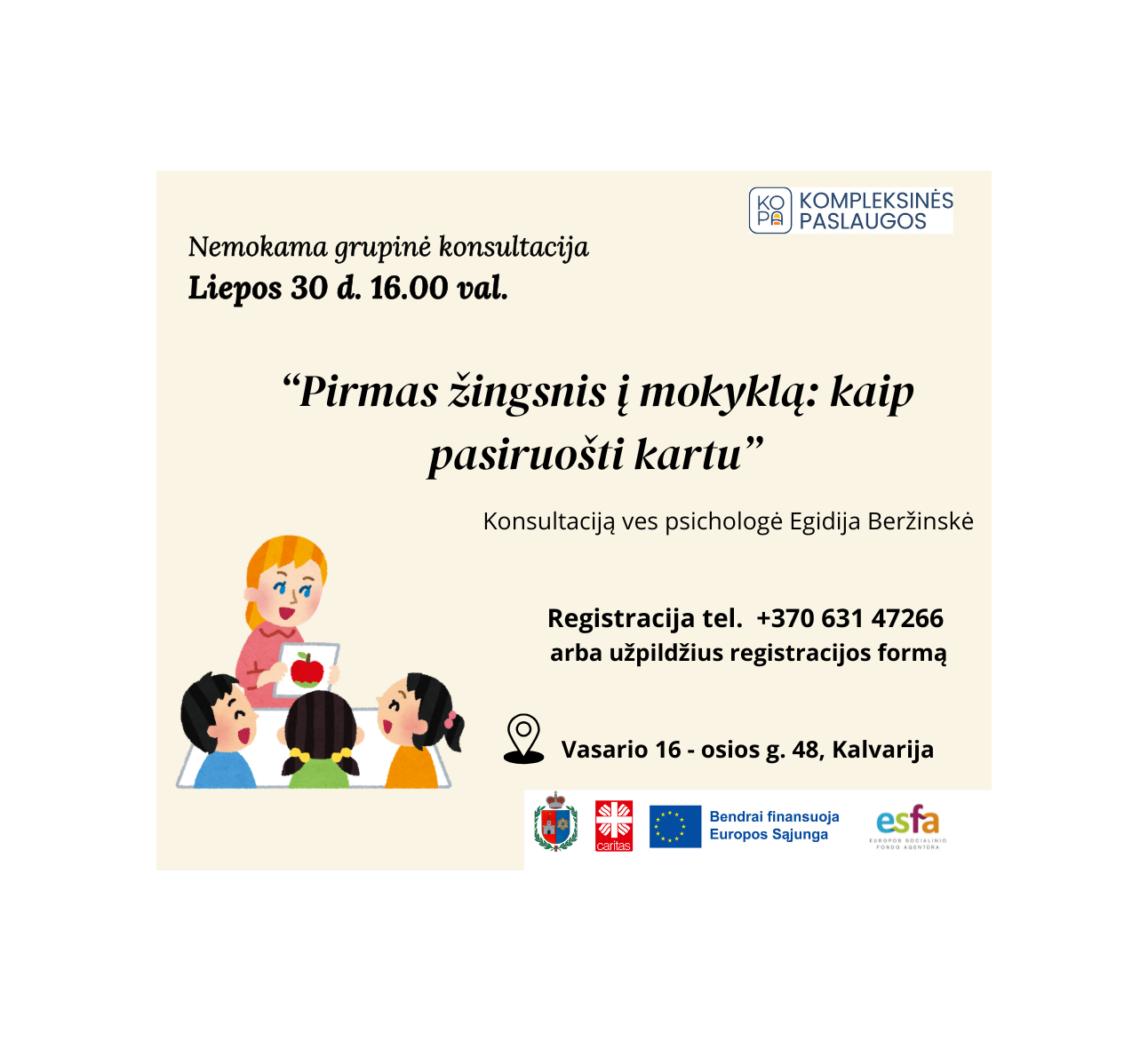 Grupinė konsultacija būsimų pirmokų tėvams/globėjams