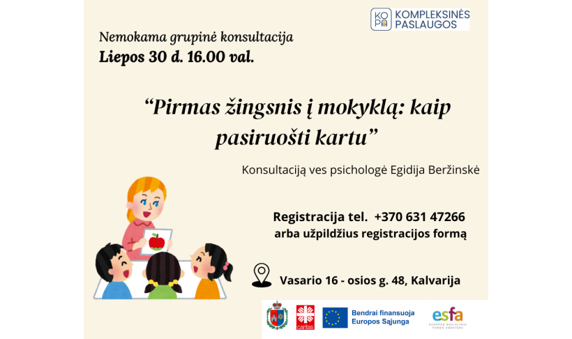 Grupinė konsultacija būsimų pirmokų tėvams/globėjams