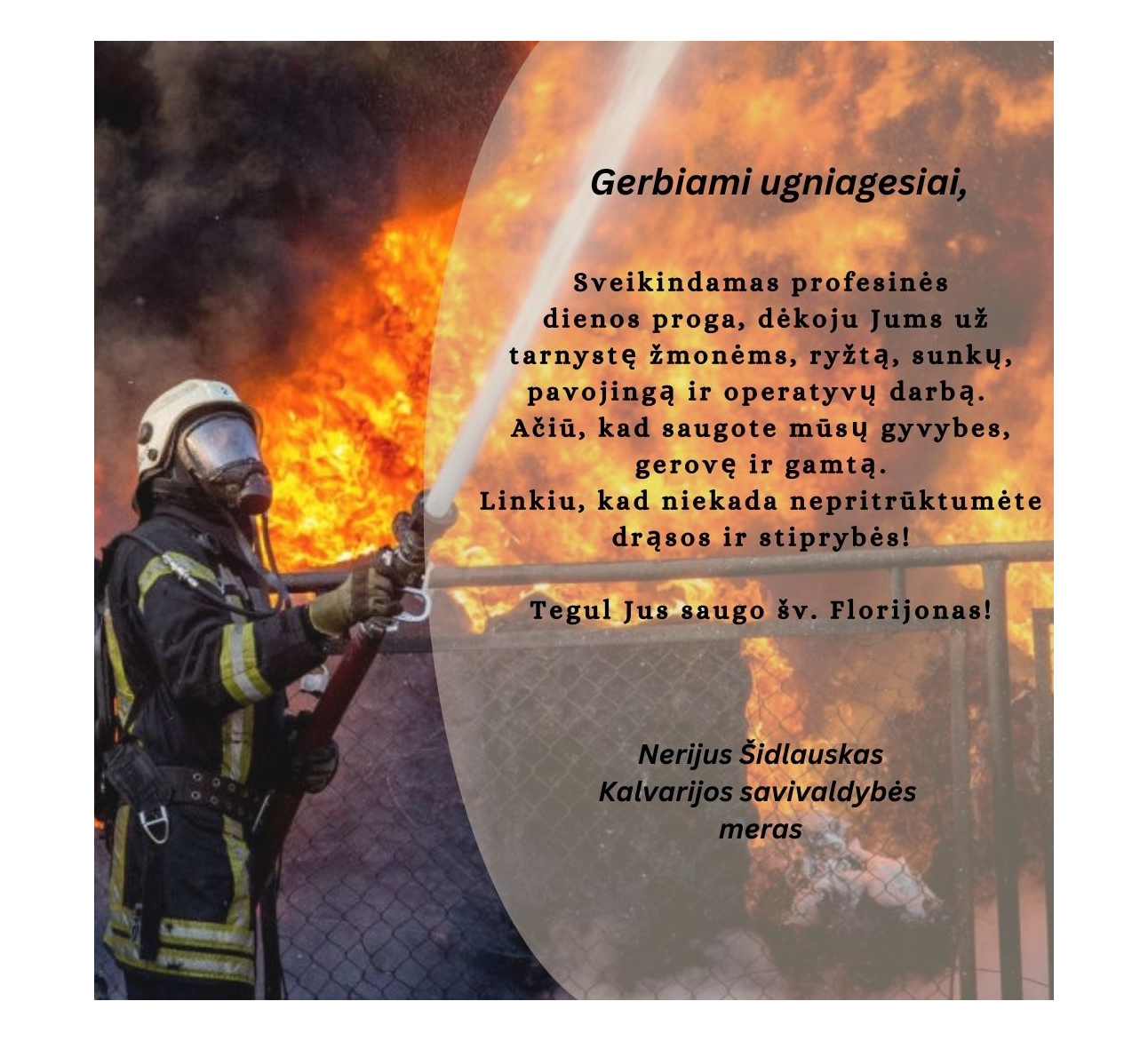 Mero sveikinimas gaisrininkams