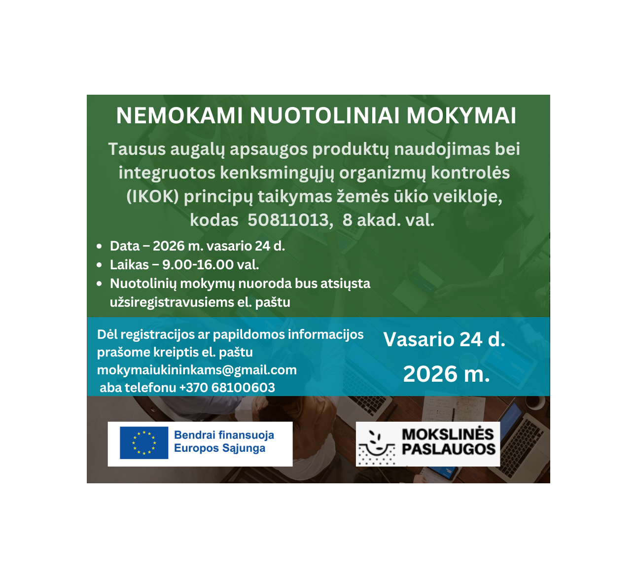Nemokami nuotoliniai mokymai ūkininkams