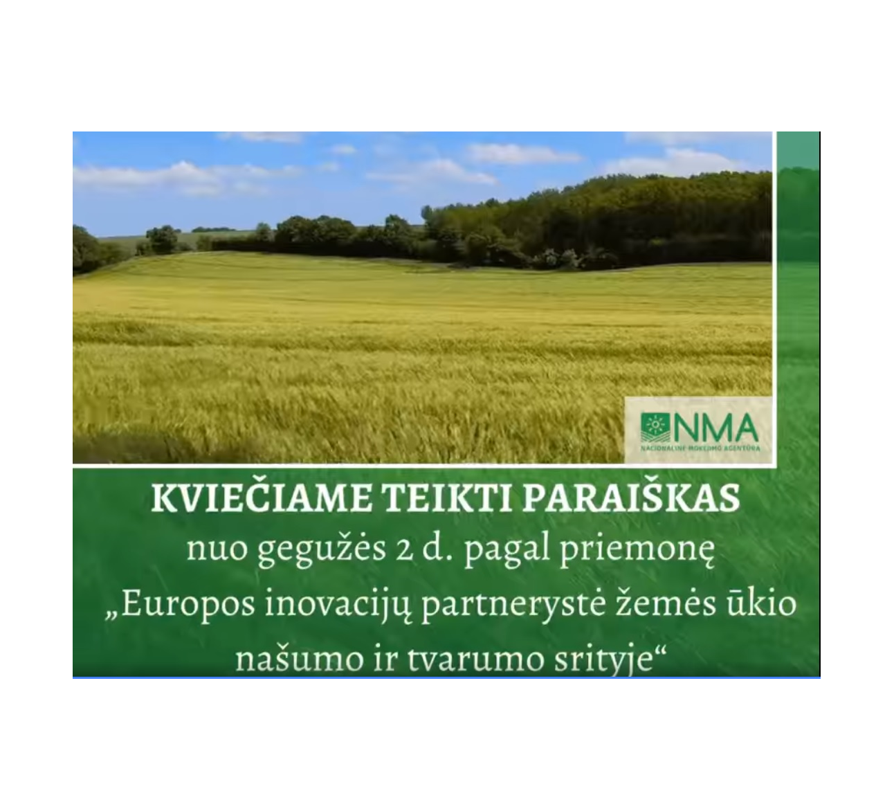Europos inovacijų partnerystės veiklos grupėms skirtas NMA kvietimo