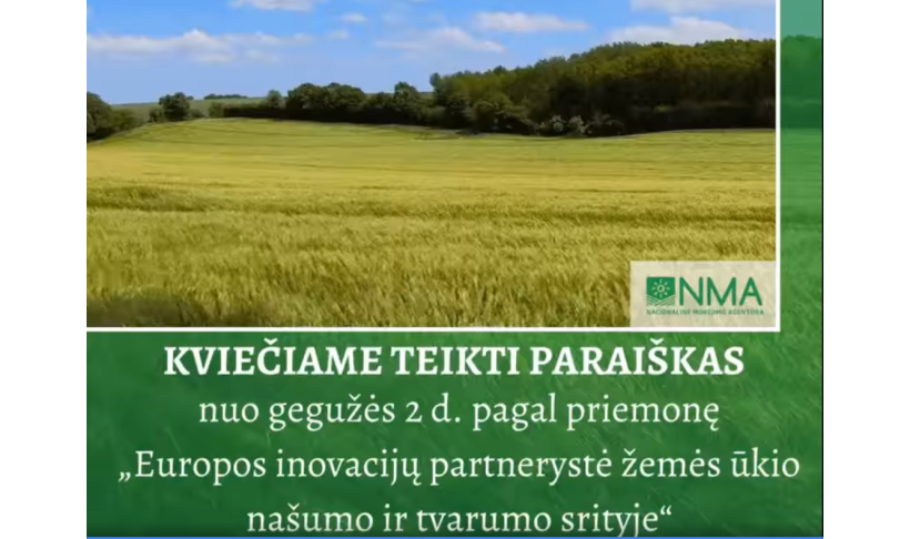 Europos inovacijų partnerystės veiklos grupėms skirtas NMA kvietimo