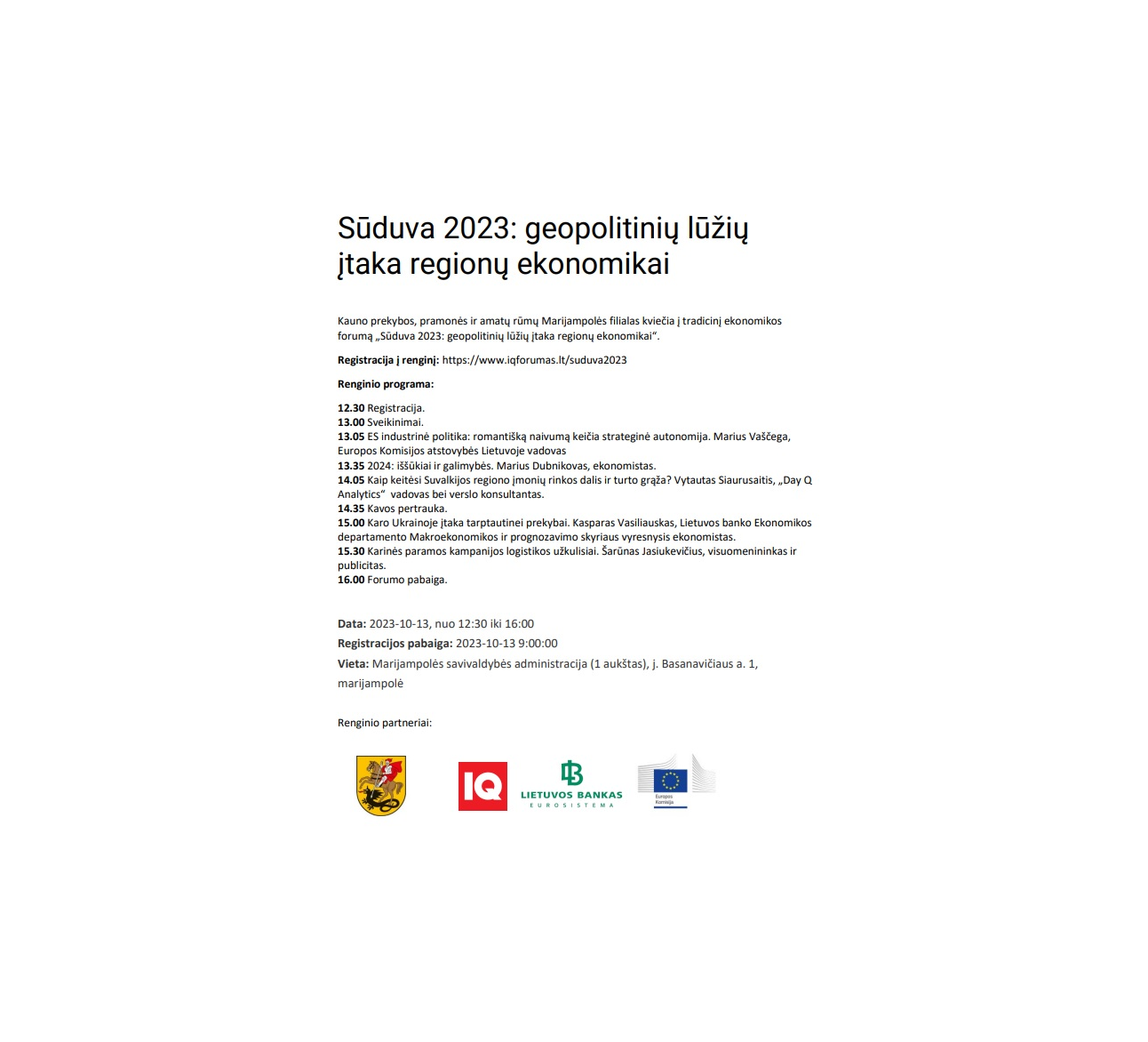 Kvietimas į IQ forumą „Sūduva 2023"